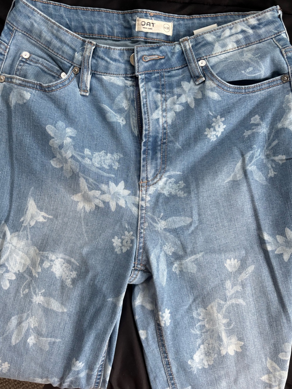 Oat New York Light Blue Floral Straight-Leg Jeans